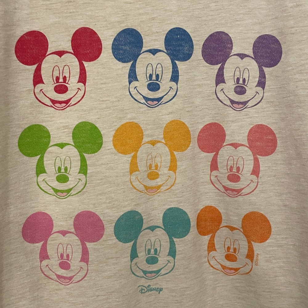 Disney Cream French Terry tee with Colorful Mickey Mouse Design size L - Picture 3 of 3